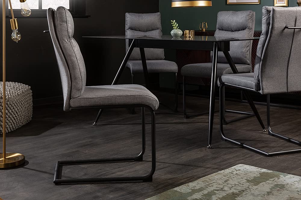 Riess Ambiente Moderner Freischwinger Stuhl Comfort grau mit Komfortgriff Esszimmerstuhl Küchenstuhl Besucherstuhl