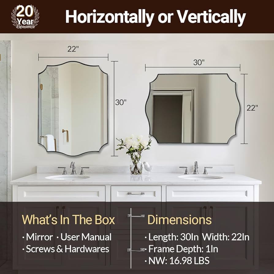 Amazon.com: ANDY STAR Brushed Nickel Mirror, 22x30 Inch