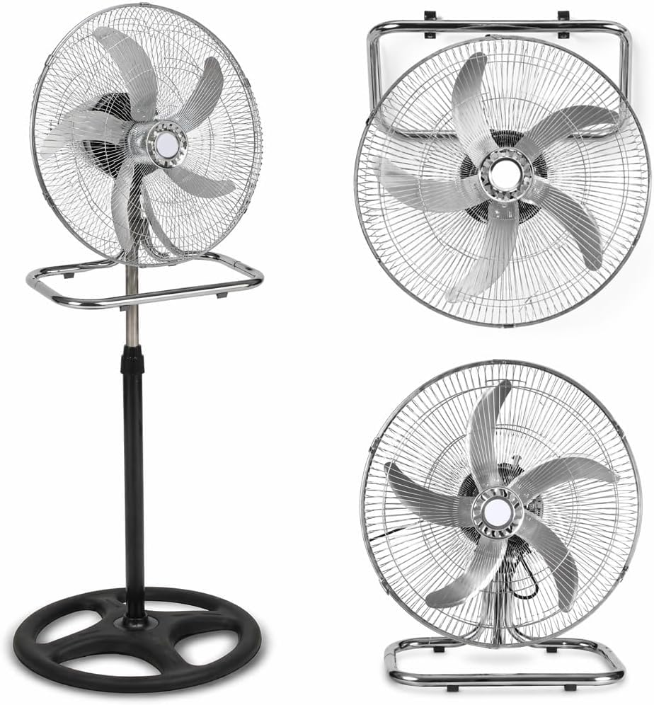 DCG Ventilatore 3 in 1 a Piantana, Parete e Tavolo, 65W, Diametro 50 cm, Altezza 125 cm, 3 Velocità
