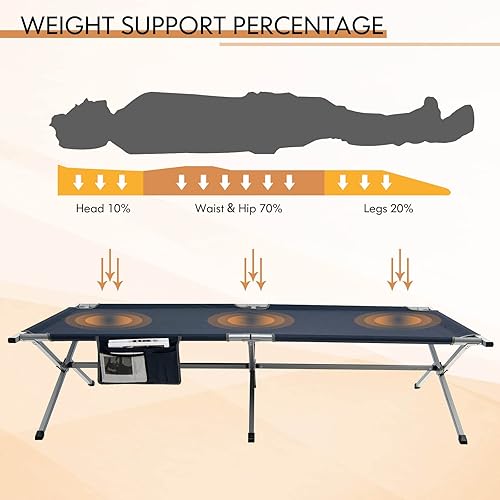 Miniatura 7 de Tangkula Catre plegable para campamento, catre de dormir plegable con bolsillo lateral de almacenamiento, cama portátil para interiores y exteriores