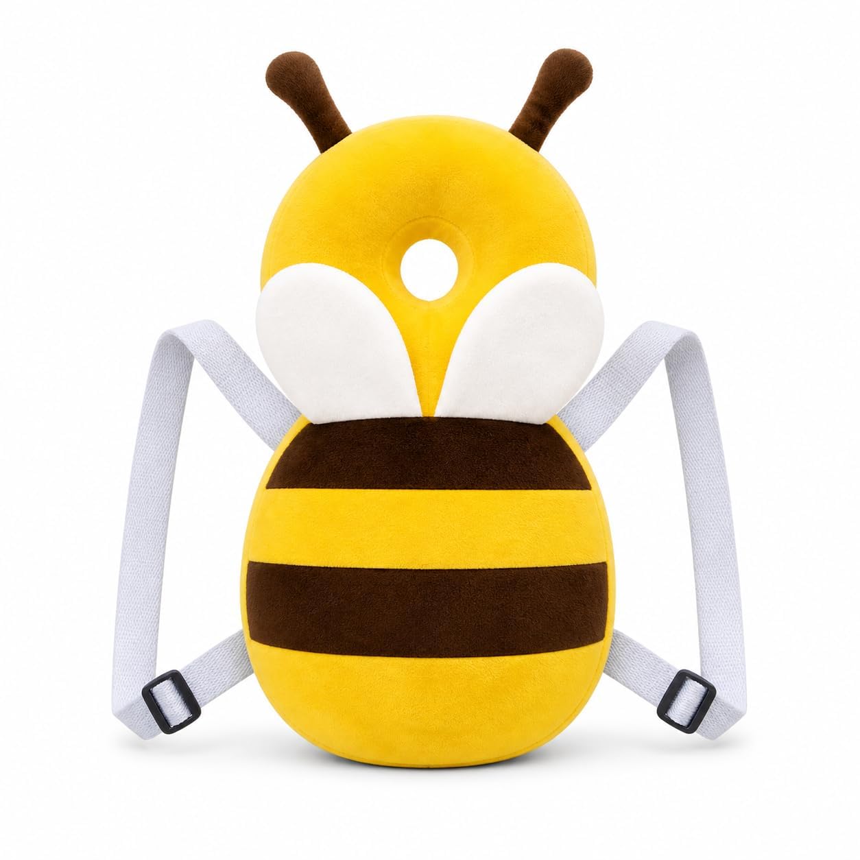 Baby Cute Honey Bee Soft Cushioning Fall Protector Backpack Pack of 1 Yellow & Black Colour, Adjustable Shoulder Belt, Head Protection Back for 6-12 Month Toddler Babies-image-4