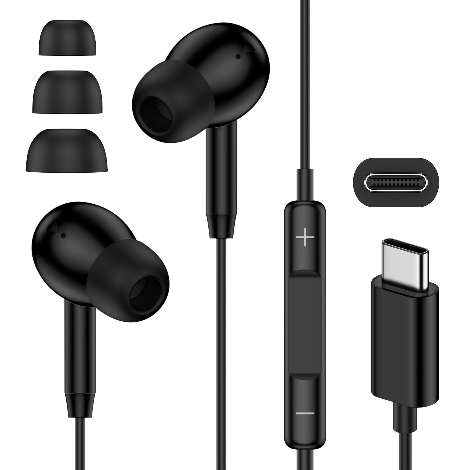 Wired Earbuds USB C Headphones for iPhone 16 17 Type C Corded Headphones Earbuds with Microphone Noise Cancelling, Wired Earphone for Samsung Galaxy S26 S25 A16 A17 Plug in TypeC Headphone, White — view 8