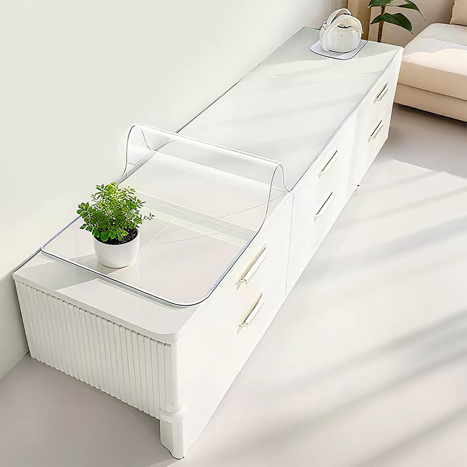 Toile cirée 87 x 175 cm PVC transparent nappe de table imperméable facile à nettoyer maison