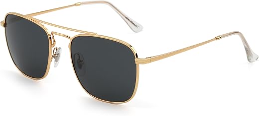 JIM HALO Retro Square Aviator Sunglasses Premium Glass Lens Flat Metal Eyewear Men Women