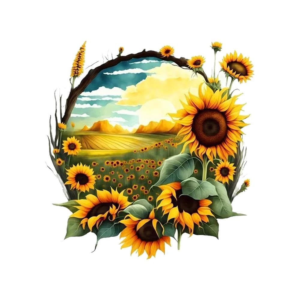 Sunflower Field Scenery Decorative Stickers Suitable for A Variety of Scene Decorations Such As Cars Trucks(15cm-Longest Side)