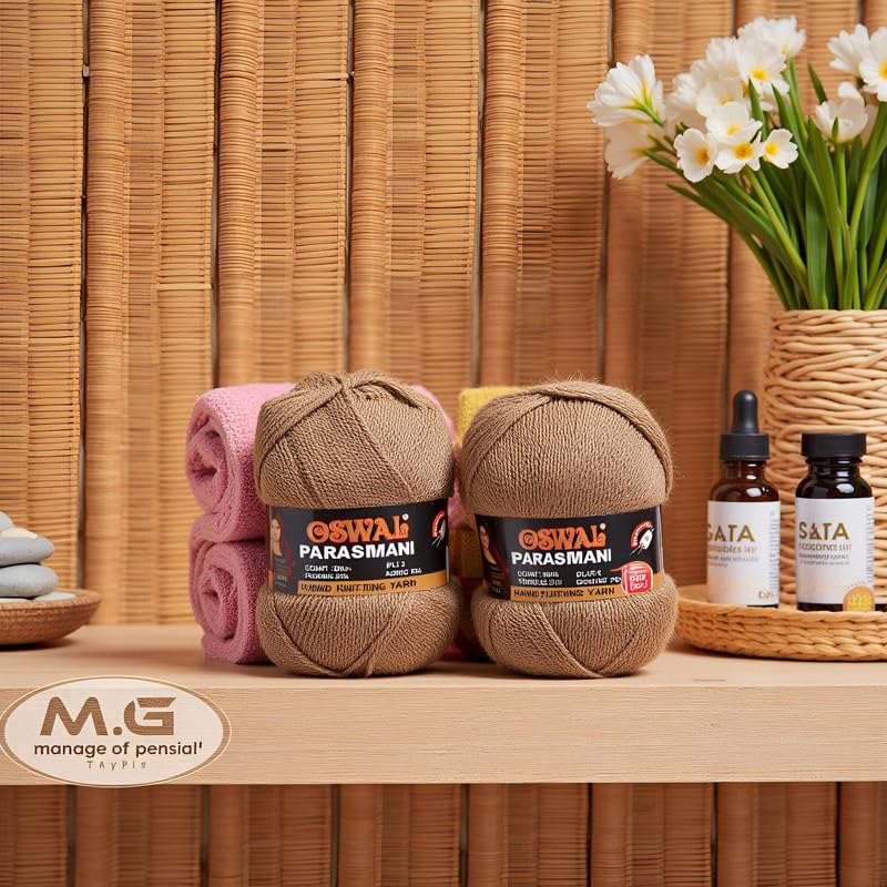 Image of M.G Enterprise ParasmaniBrownSoft Wool Yarn 300 Crochet Yarn for Needle Knitting & DIY Craft