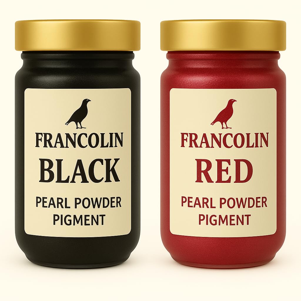 Francolin | Black & Red | Mica/Pearl Powder Pigment | Non Toxic | Vibrant Metallic Glowing | for Soap, Epoxy Resin, Painting, Nail Art & Craft, Cosmetic, Slime | 20g*2-image-26