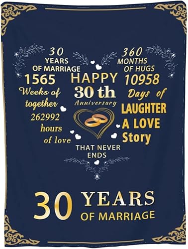 Miniatura 9 de Manta de 30 aniversario  Manta de aniversario de boda 30  Manta de aniversario de boda 30 para parejas, padres y abuelos, 60 x 50 pulgadas