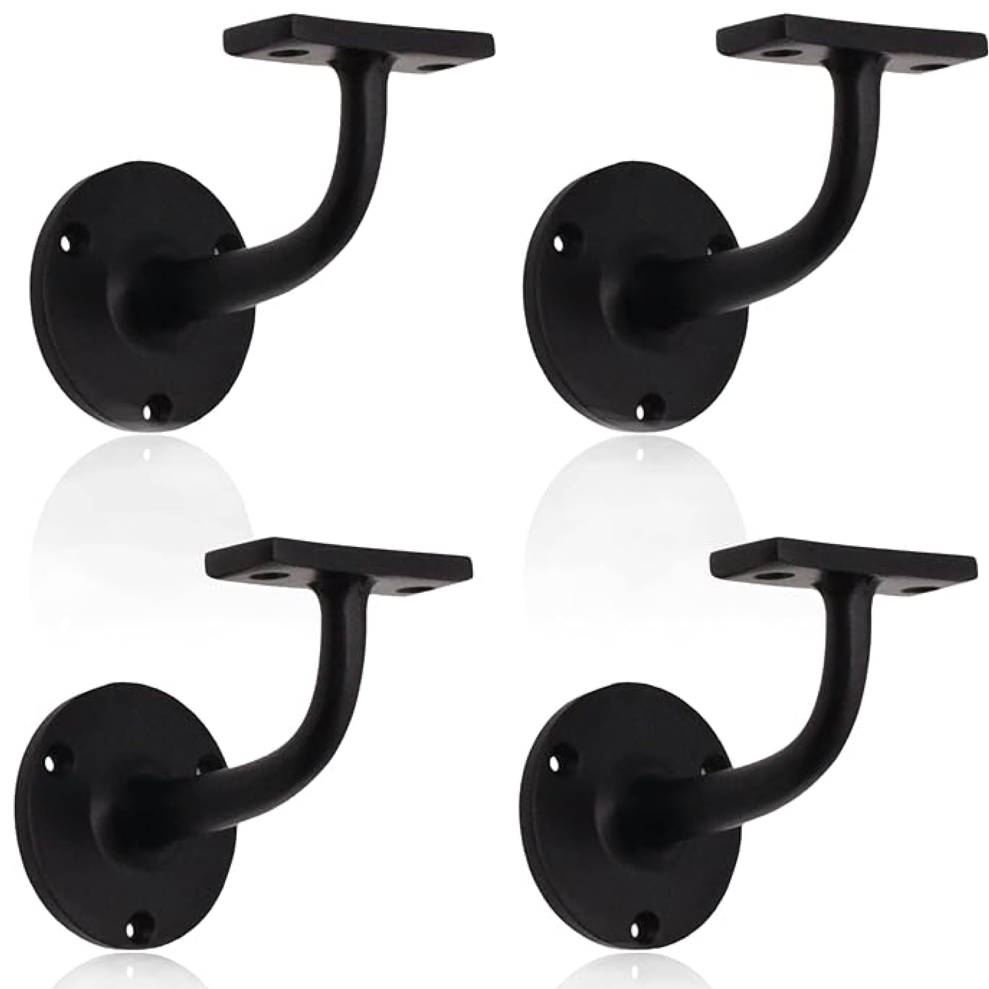 Eai Black Matt Handrail Brackets For Stair Bannister Handrail Wood And Steel Handrail - Pack Of 4