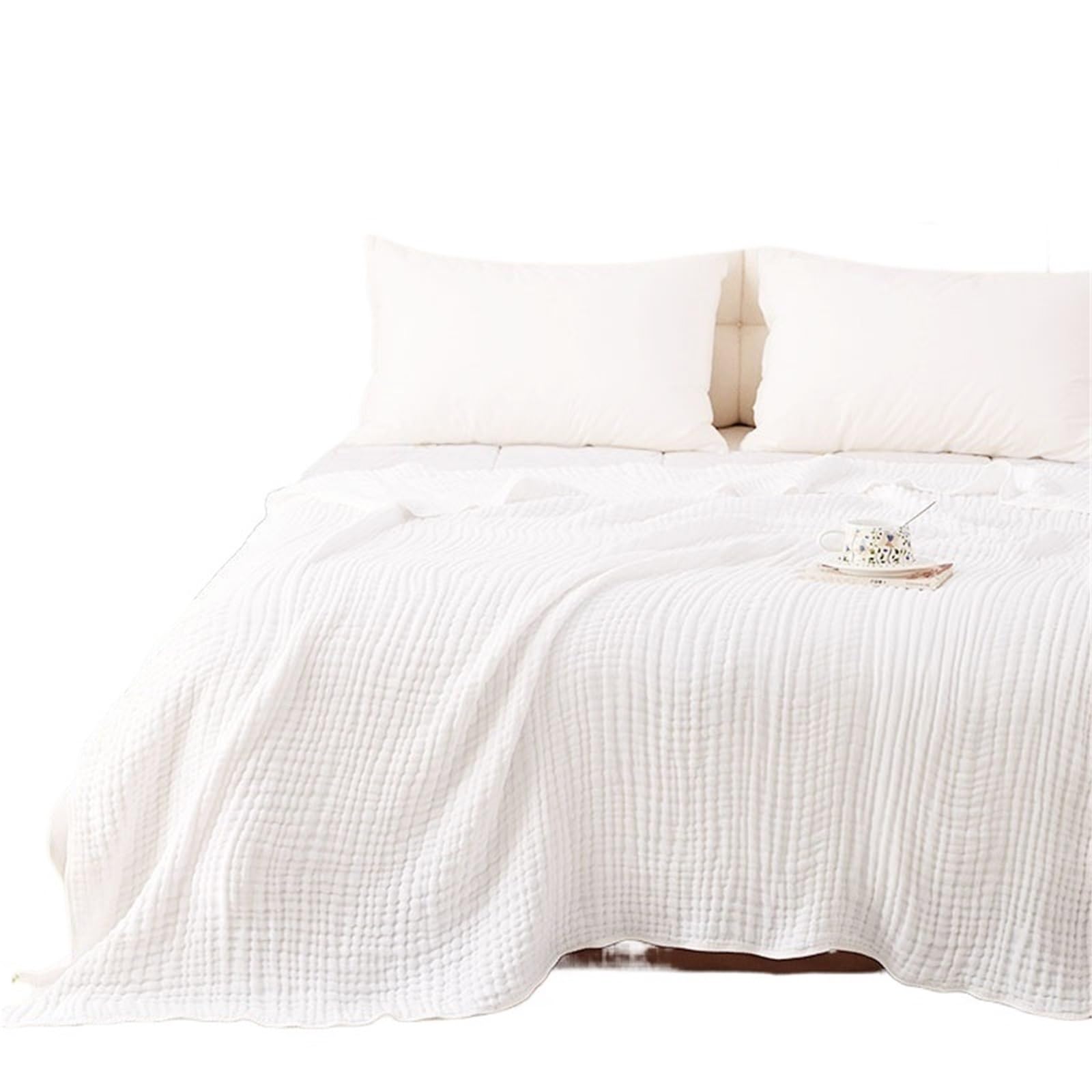 Breathable Cooling Cotton Muslin Throw Blanket Multicolor 3 Sizes(Color1,150x200cm)