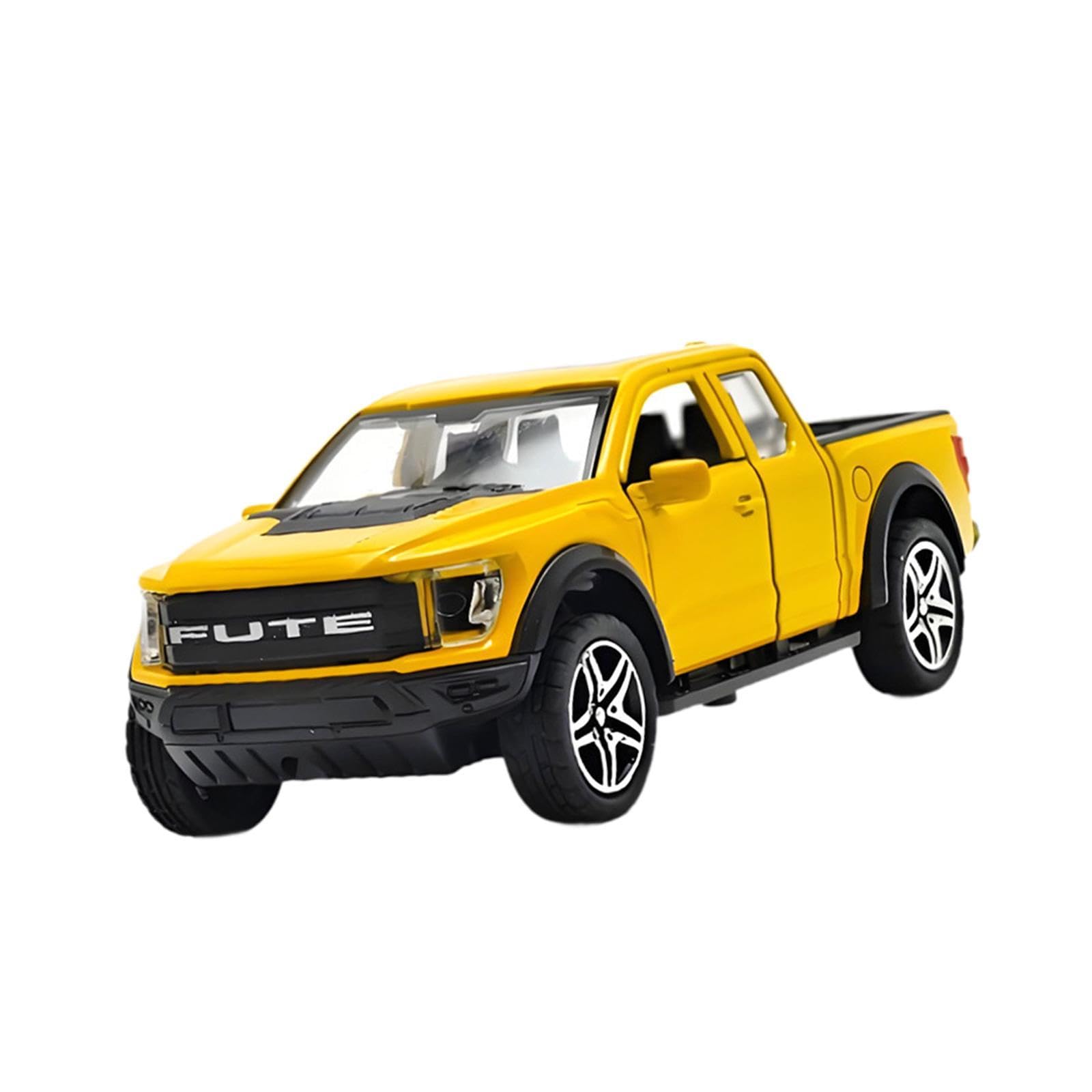 Sharplace Pickup in 1/36, Veicolo Giocattolo a trazione Posteriore, Modello di Auto in Miniatura Realistico da Collezione per Regali per Bambini di 3, 4, Giallo