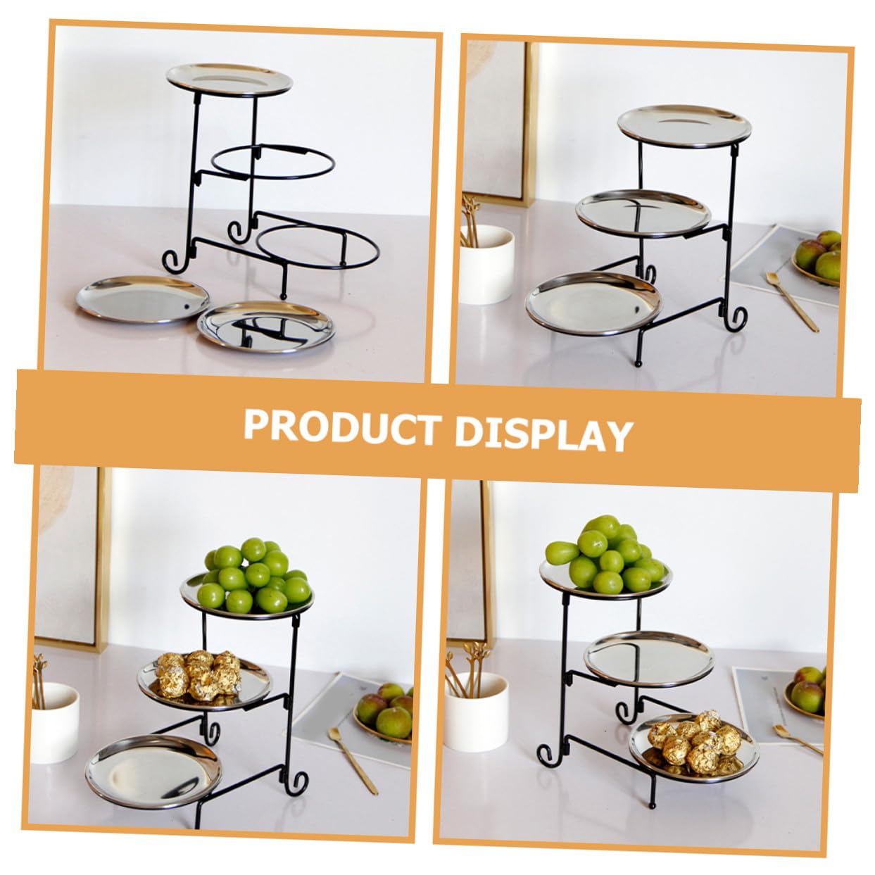 Soporte para Servir Pasteles de 3 Niveles de Acero Inoxidable, 1 Juego