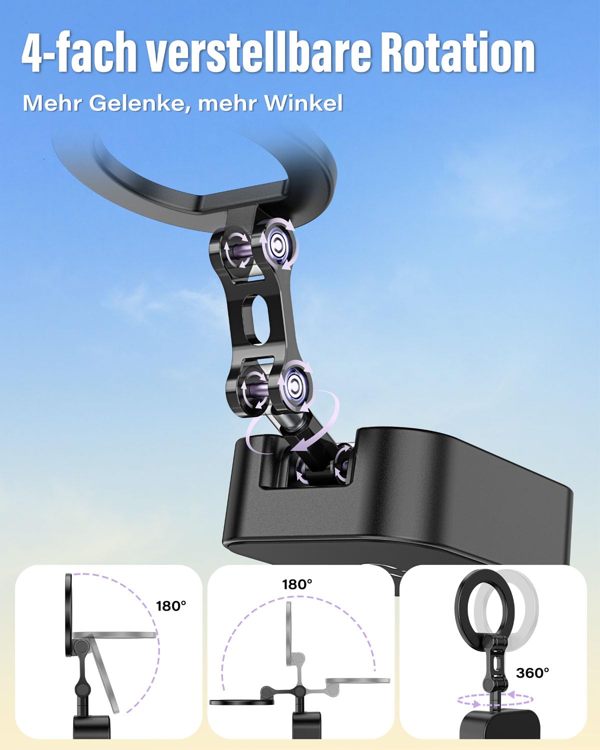 A2C 3-in-1 Magnetische Handyhalterung fürs Gym, extra Starke Magnetkraft, Faltbare Handyhalterung mit Clip für Reise & Schreibtisch, Fitness Zubehör & Geschenk für Männer und Frauen
