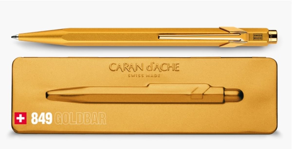 Caran D'Ache 0849.754 Penna A Sfera Totally Swiss – Fusto Esagonale In Alluminio, Mina Goliath Blu