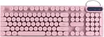 Gaming Keyboard,USB Round 104 Keys Typewriter Style Mechanical Wired Computer Keyboard with Backlit Fodable Feet Multimedia Keys Wired Keyboard for Desktop Laptop (Pink)