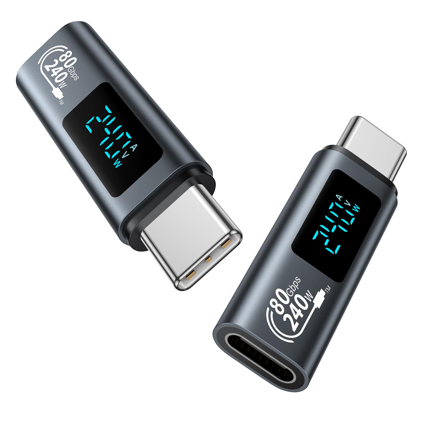 240W USB C Adapter [2Stück] Mit LED Display, Typ C Output Power MAX 48V/5A für iPhone15/15 Pro/15 Pro MAX, Samsung Galaxy S23/S22 und Mehr USB-C Geräte