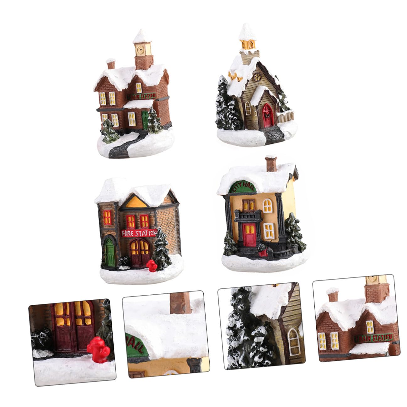 Toyvian 4pezzi Ornamenti in Resina Luminosi per Casa Decorazioni Natalizie da Tavolo Oggetti di Scena per Feste Design Elegante e Leggero Stile Casuale