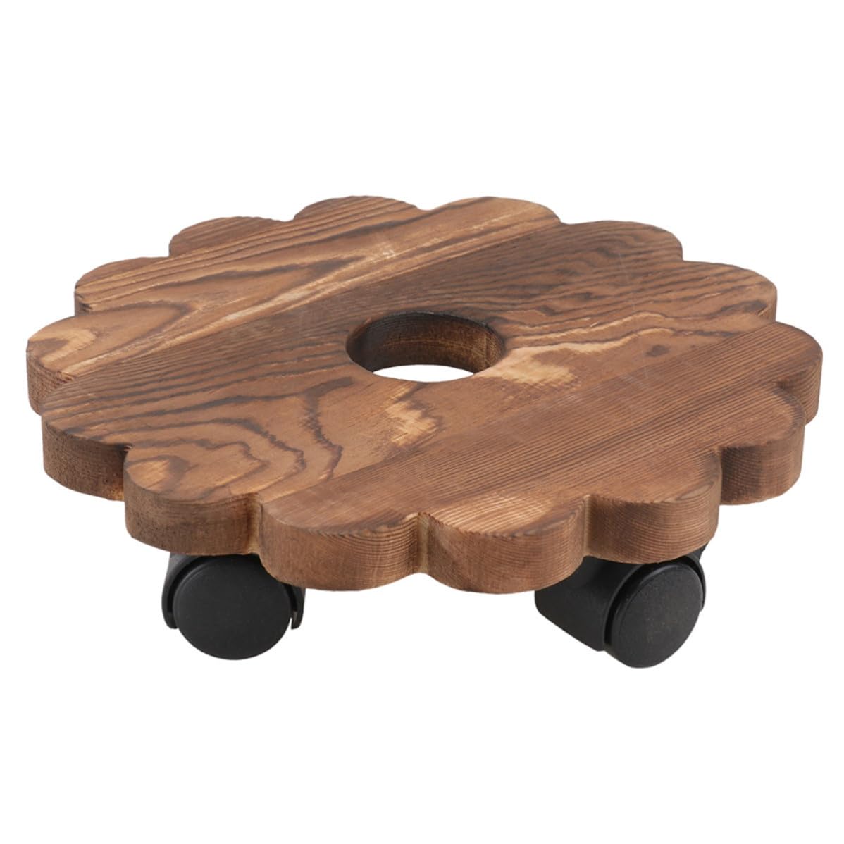 Plateau rond en bois anti-rayures support mobile roulettes pour plante