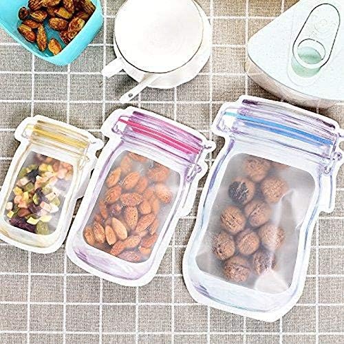 DaysAgo 30 Pcs Mason Jar Zipper Bags Snack Sandwich Zipper Closure Bags Reusable Airtight Seal Storage Bags Leakproof Food Saver Bags for Travel Camping Picnic