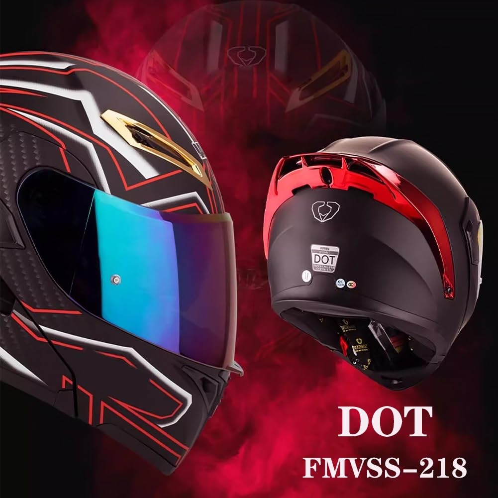 Generic Bluetooth Modular Motorcycle Helmets, DOT Approved Flip Up Full Face Dual Visor Helmet, with Dual Speakers and Microphone, for Adults Men Women ( Color : G , Size : S(55~56cm) )