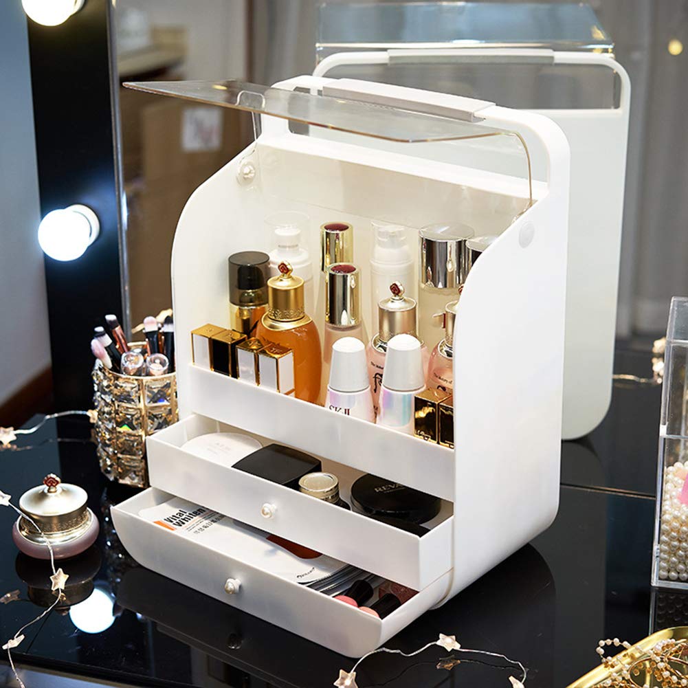 Caja Organizador Maquillaje, Joyería Y El Soporte De Exhibición Cosmético, Componen La Caja De Almacenaje, Amigos Saludable, White