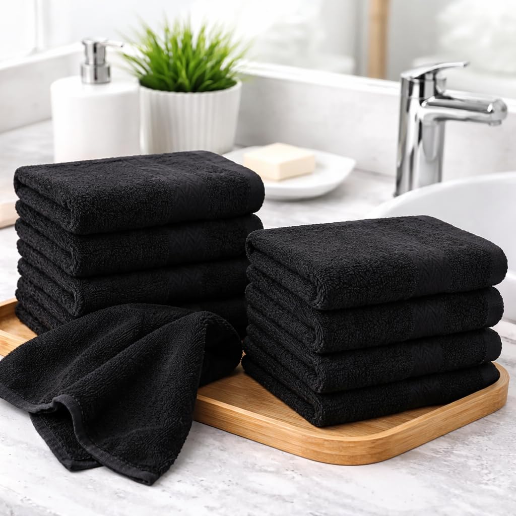 Betz 10 sztuk ręczników do rąk Premium 100% bawełna zestaw mydelniczek 30 x 30 cm kolor czarny