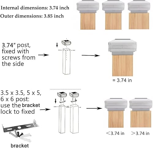 Miniatura 4 de FVTLED Flexfit - Paquete de 8 luces solares para postes de madera para exteriores, funciona con energía solar, para postes de madera de 3.5 x 3.5, 4