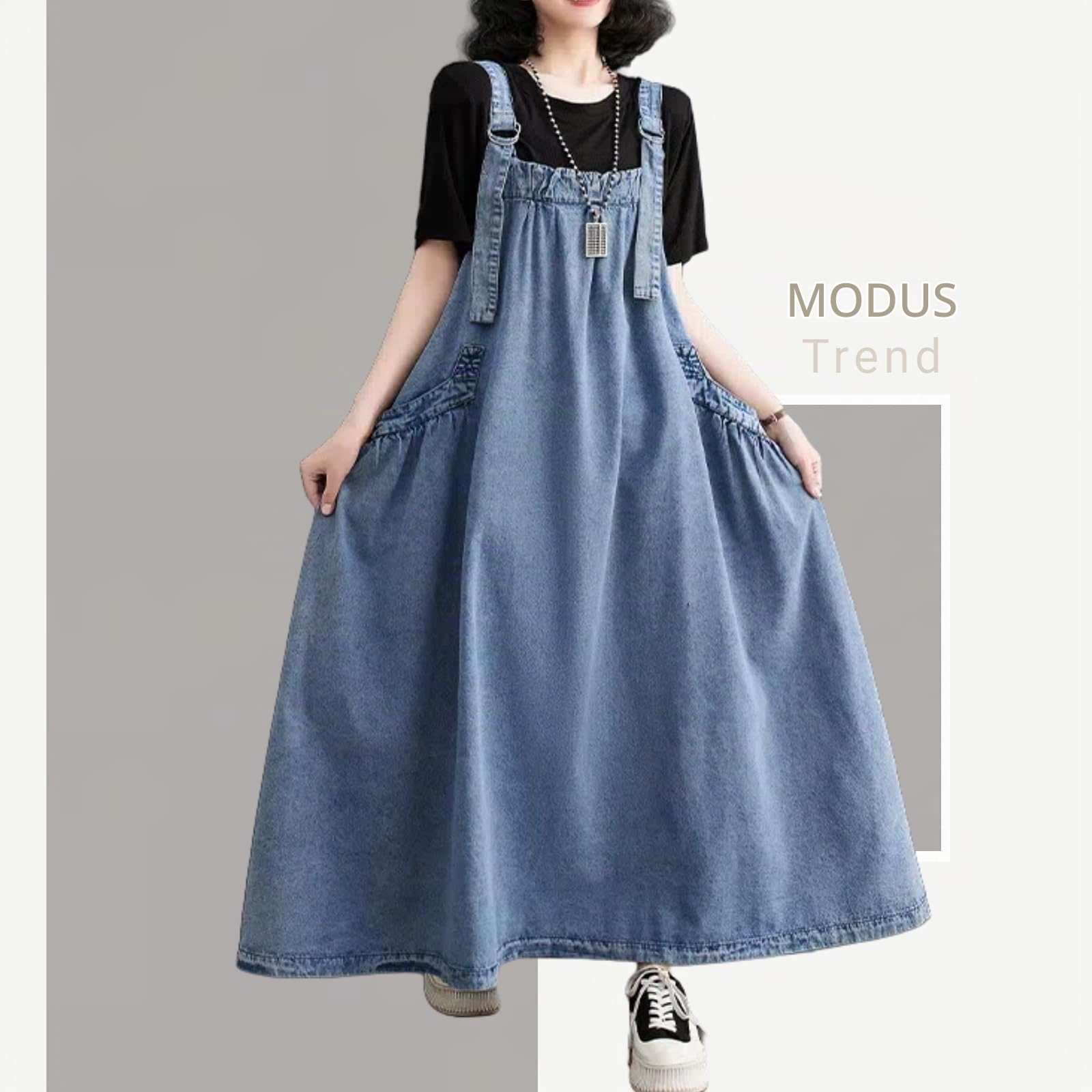 Damen Jeans Latzkleid