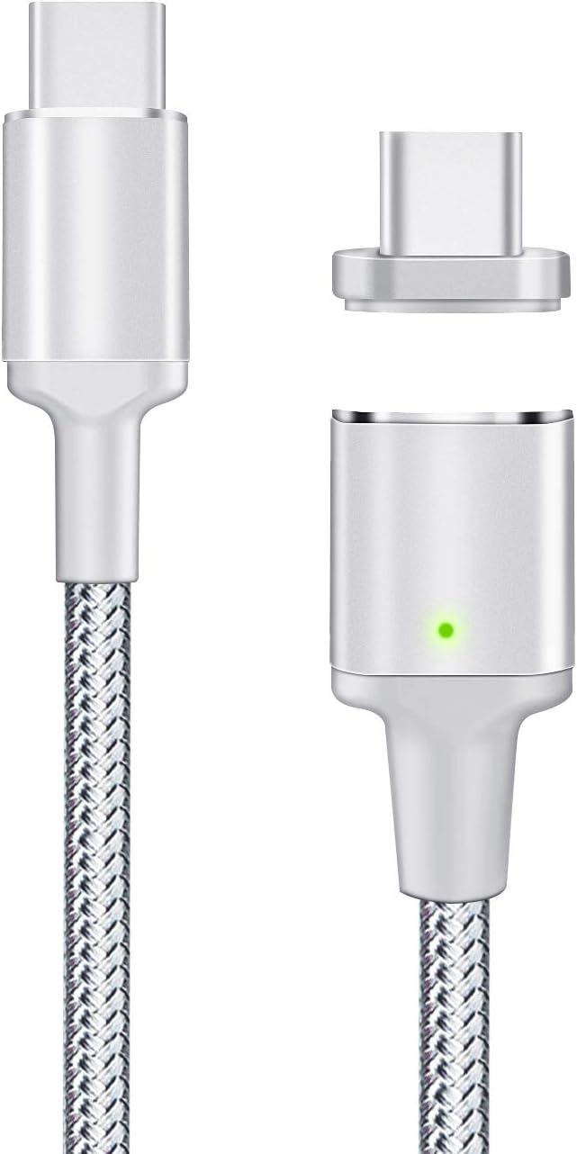 LEFON Magnetic USB C to Type C Cable Support Data Transfer, Nylon Braided PD Fast 3.1 Charging Cable Compatible with USB C Laptop/Mobile Devices (6 FT, Silver)