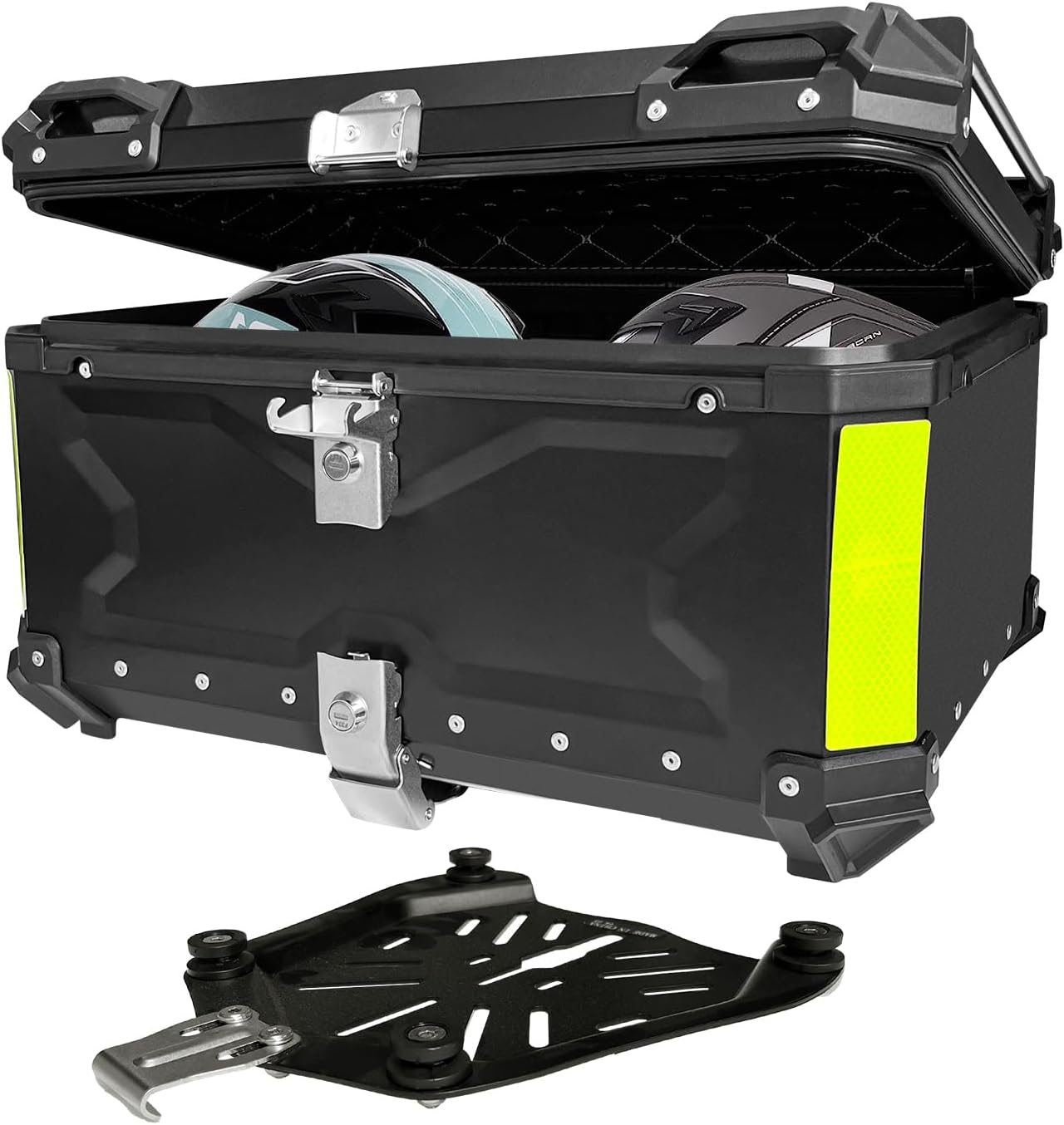 65L Motorcycle Top Case, Universal Aluminum motorcycle Tail Box with Security Lock motorcycle trunk box with Back Cushion Waterproof Motorcycle Top Box for Helmet Luggage 65L Motorcycle Top Case, Universal Aluminum motorcycle Tail Box with Security Lock motorcycle trunk box with Back Cushion Waterproof Motorcycle Top Box for Helmet Luggage