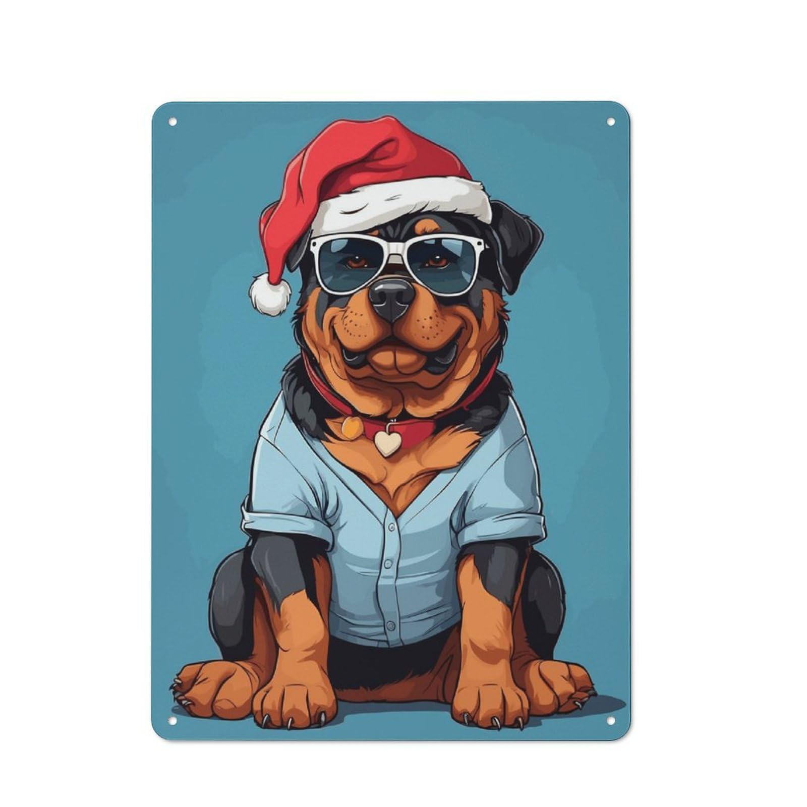 Junmoney Rottweiler Christmas Tin Wall Plaque 40X30cm With For Hobby Room Or Studio, For Updating Hobby Room And Studio After Moving