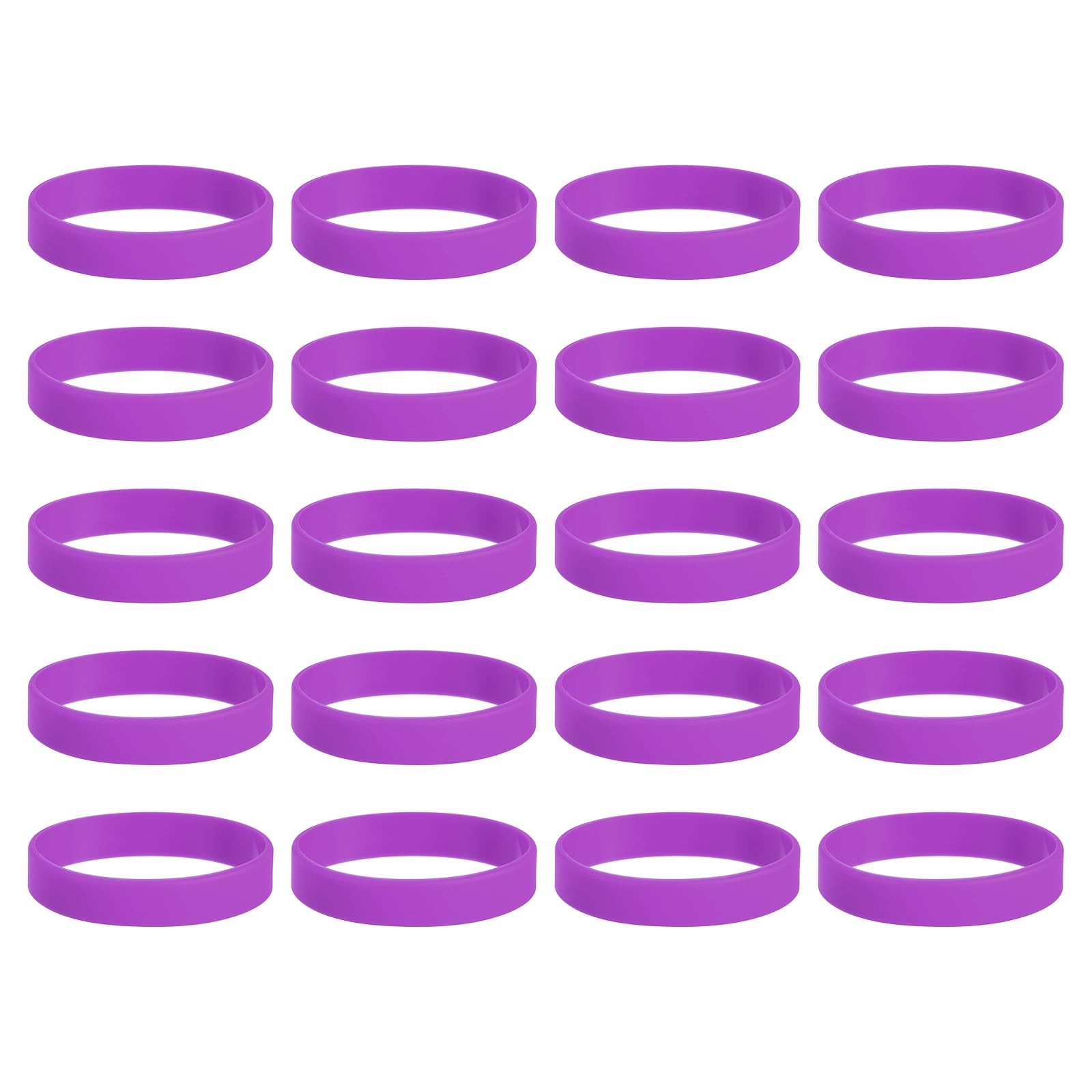 sourcing map 30Pcs Silicone Rubber Bands Non-slip 3.54 Inch Flat Elastic Rubber Wrapping Bands for Books, Traps, Art, Wrapping Paper, Cord Wraps, Purple
