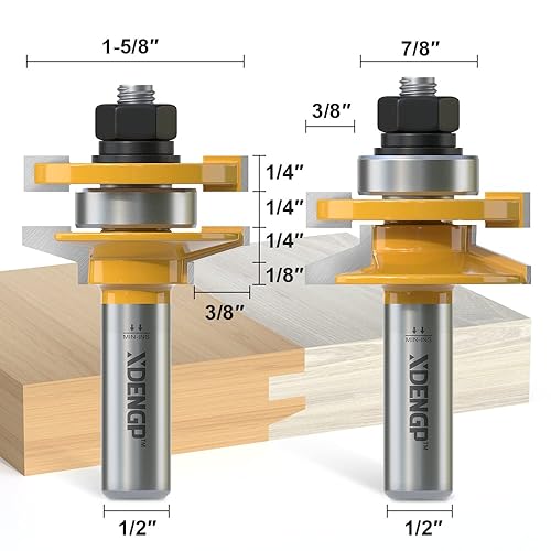 Miniatura 2 de XDENGP Juego de brocas de enrutador de 3 piezas, riel biselado y brocas de enrutador de nivel, broca de enrutador de puerta de gabinete de panel