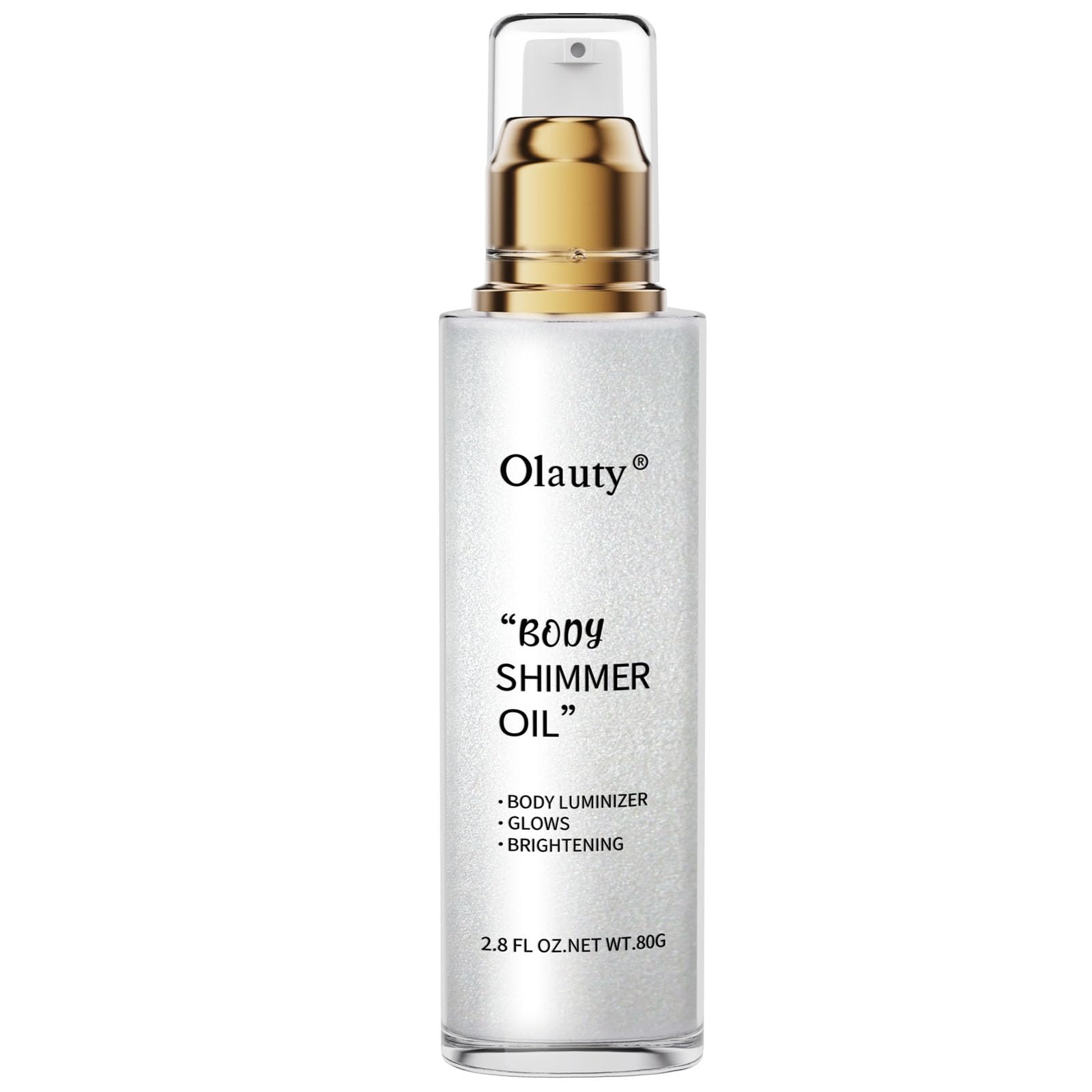 TITIMORE Body Shimmer Oil Waterproof Face and Body Liquid Luminizer Body Highlighter Makeup Moisturizing Non-sticky Body Glow Shimmer Lotion Body Smooth Light Shimmer Glow 80ml(#01-Pearl White)