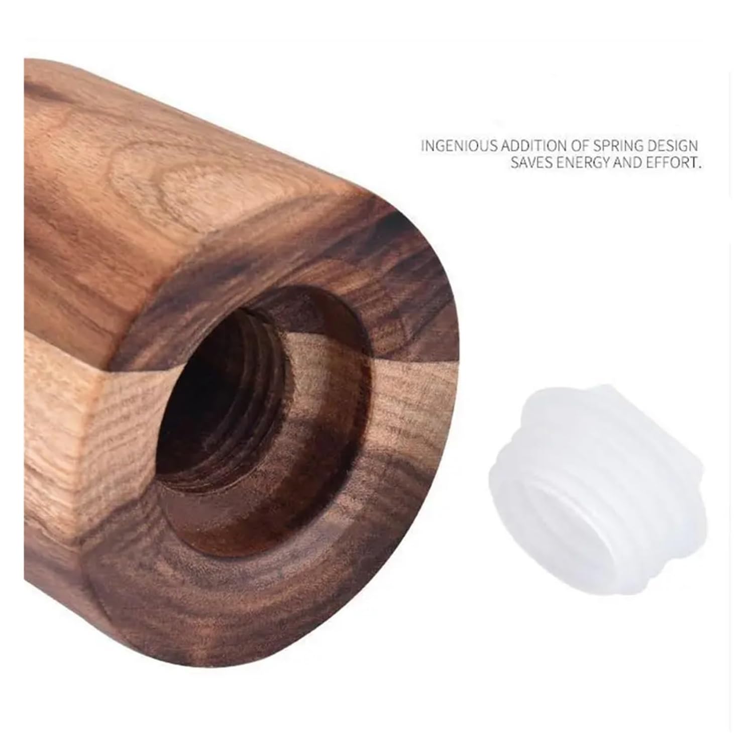 Mulino per semi di lino manuale in legno, macinapepe a manovella, misura regolabile, cilindrica, 6 x 7 cm