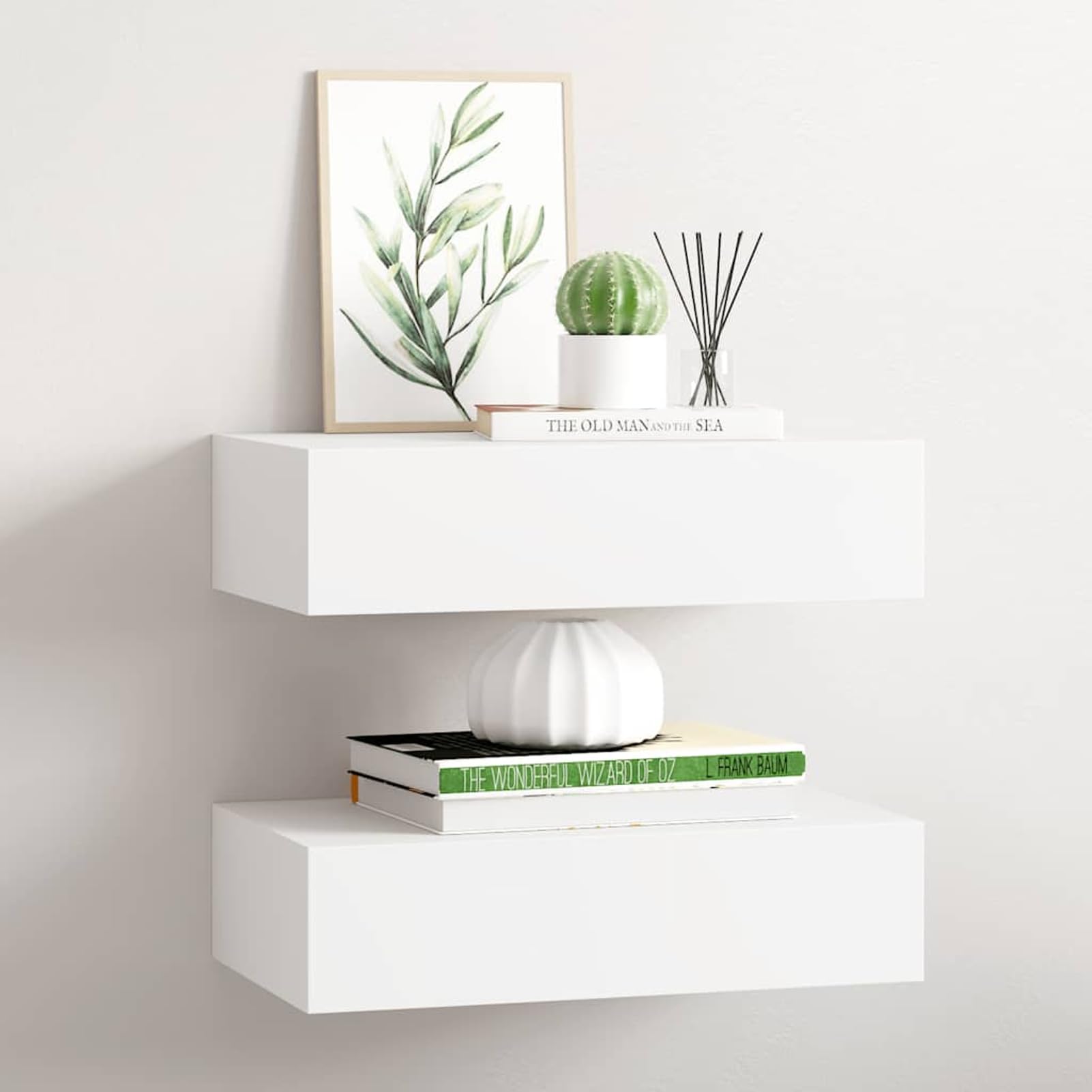 Homgoday Schubladenregal Wandregal MDF Metall Weiß 40x23,5x10 cm für Schmuck Uhren Geldbörsen Schlüssel - Kompatibel mit Amazon Cosmo Model330242