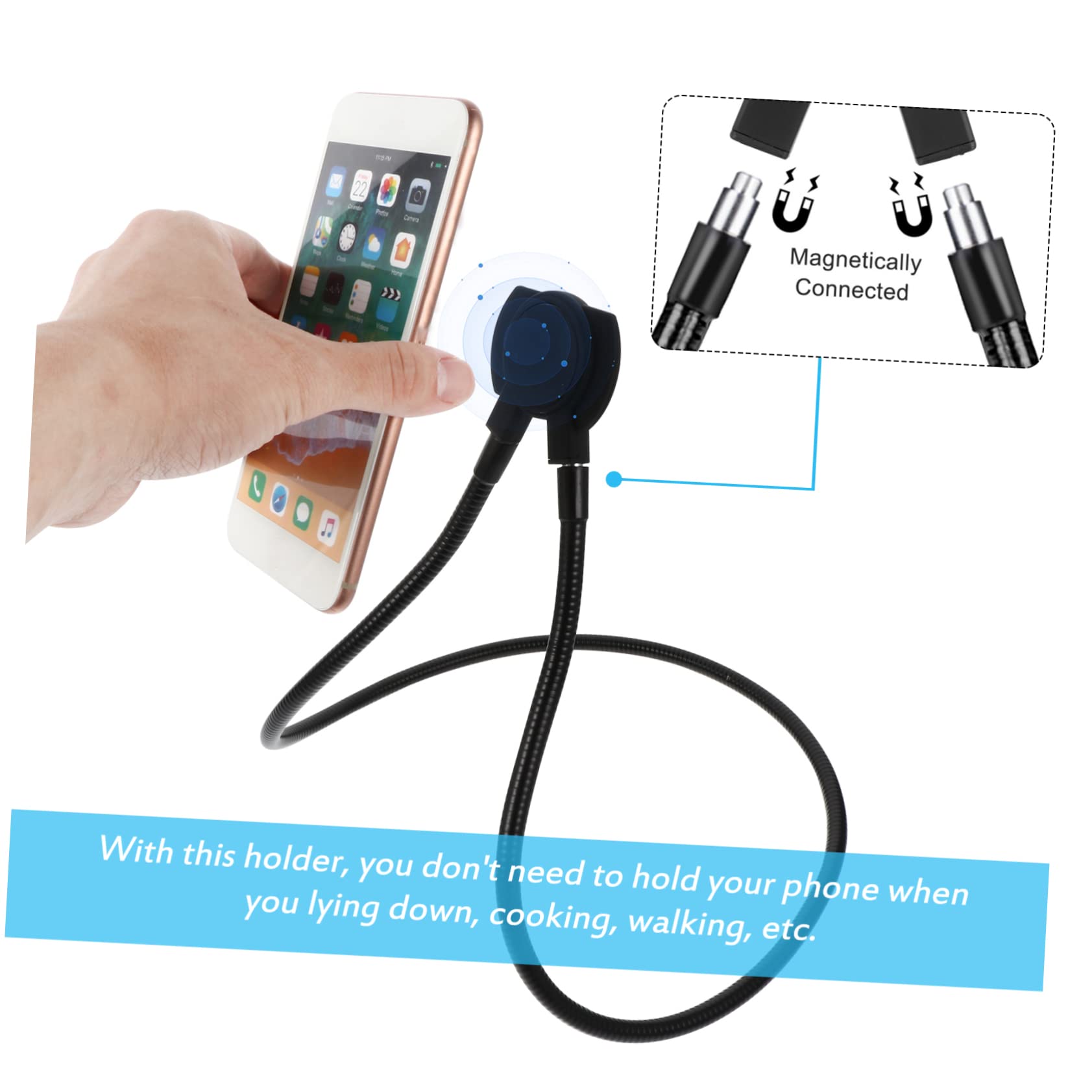 Artibetter Supporto Telefono da Collo Magnetico Rotante Gradi in Metallo Antiscivolo Supporto Cellulare per Auto Tavolo Porta Telefono Pigro