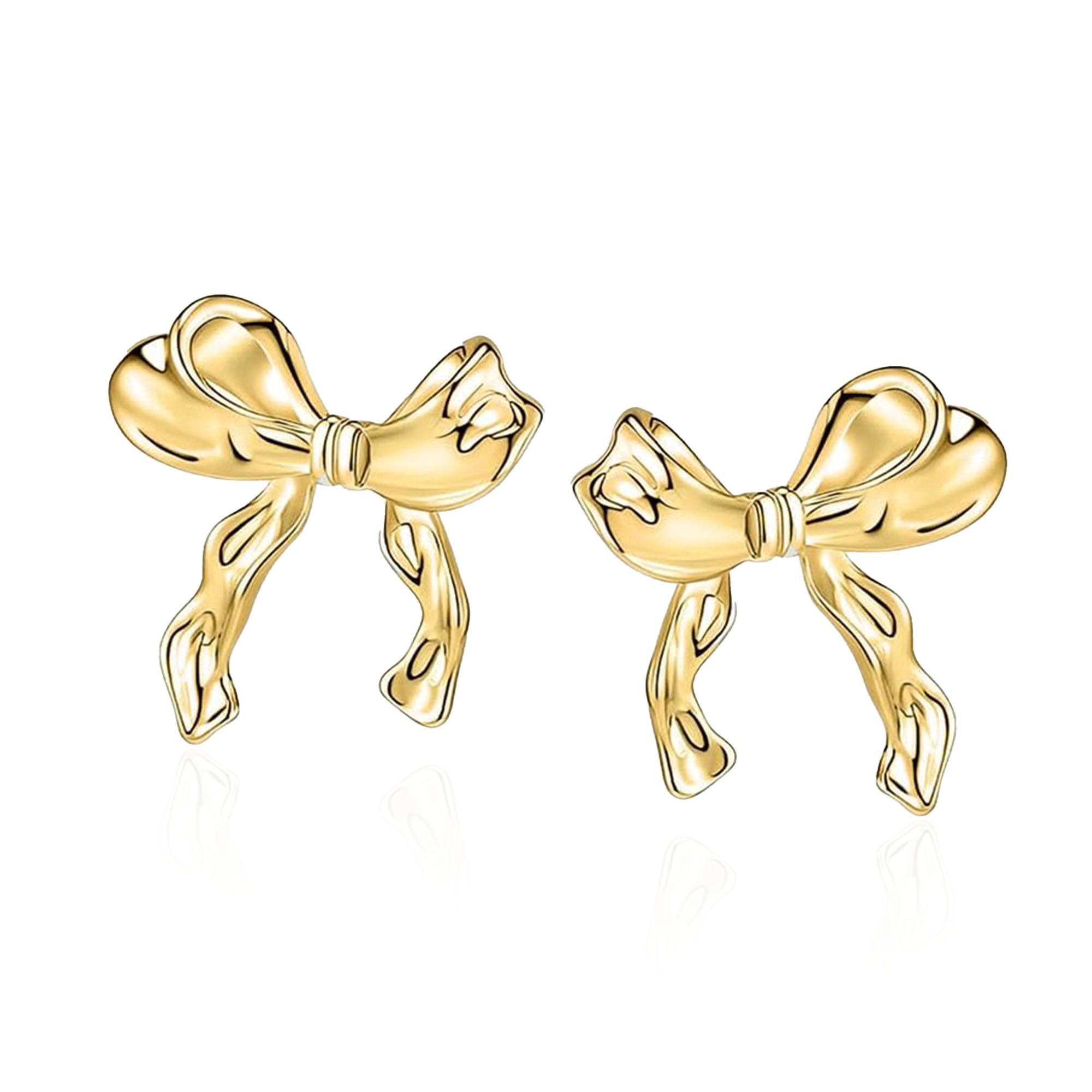 Just Follow Bow Knot Earrings Cute Statement Ribbon Pearl Crystal Rhinestone Bow Dangle Stud Earrings Wedding Birthday Party Valentine's Day Christmas