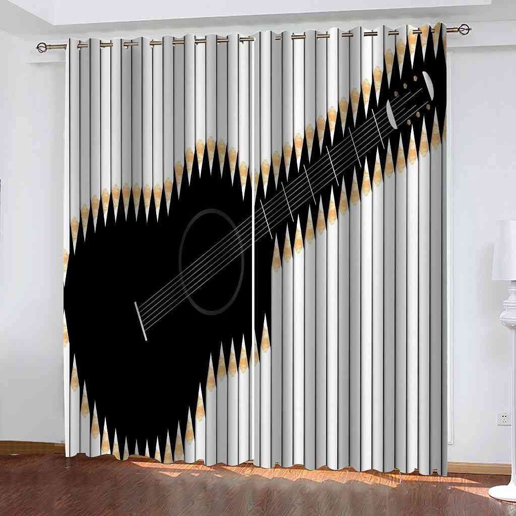 Rideau occultant noir guitare électrique 264x242 cm pour chambre
