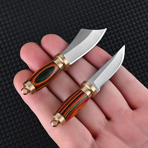 Miniatura 7 de SZHOWORLD Nuevo cuchillo de hoja fija ultra pequeño hoja de acero inoxidable 5Cr de 16 pulgadas con latónmango de madera de colores mini cuchillo
