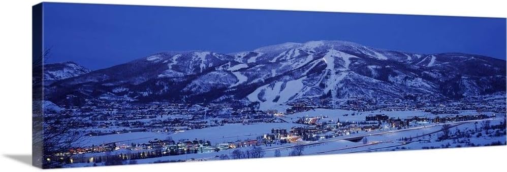 CANVAS ON DEMAND Tourists At a Ski Resort, Mt Werner, Steamboat Springs, Routt County, Colorado, Canvas Wall Art Print, Home Decor, United States Artwork,60" x20in