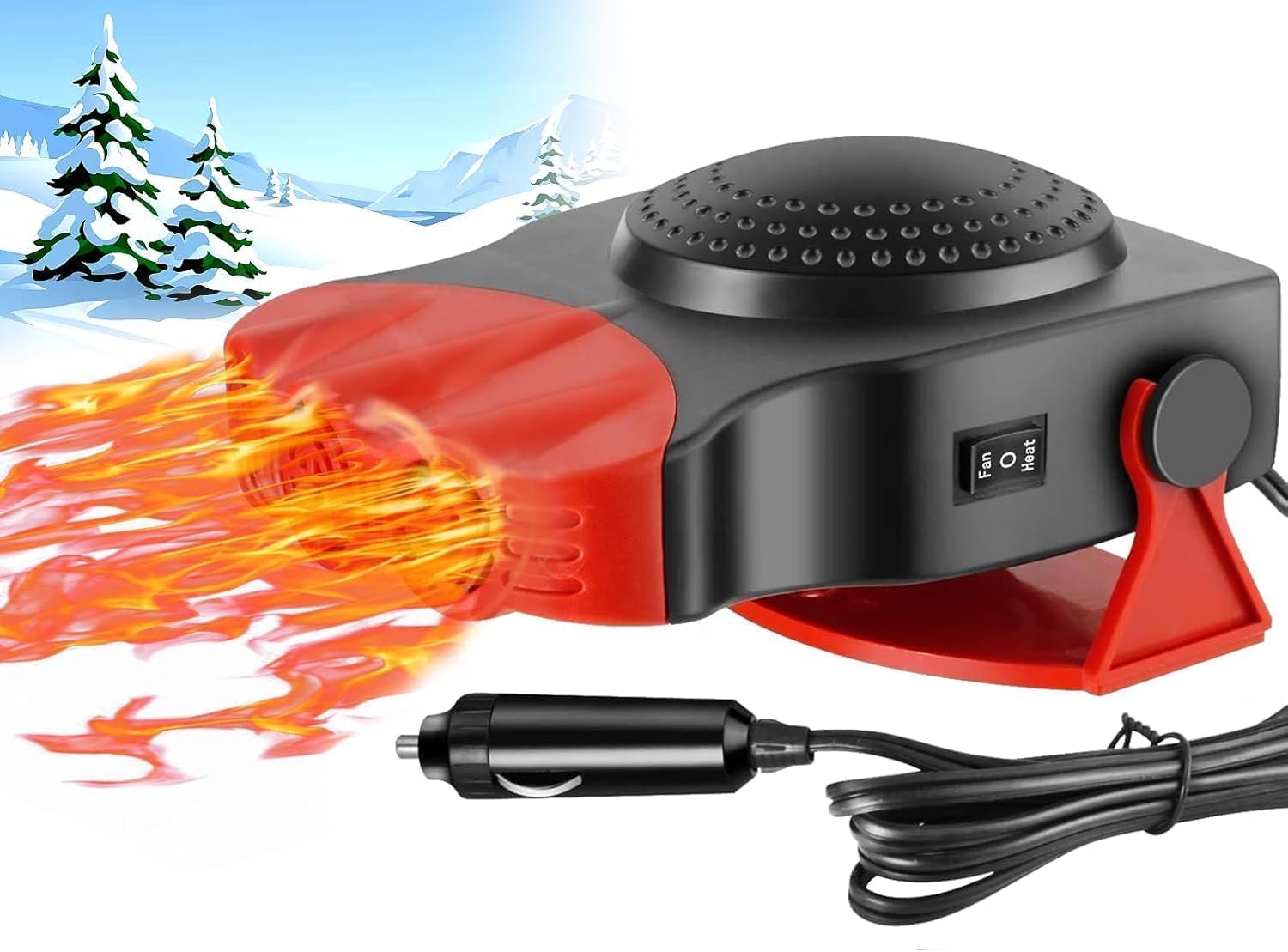 Calentador de coche, kit de desempañador portátil de invierno de 12 V para parabrisas de coche que se conecta al encendedor de cigarrillos