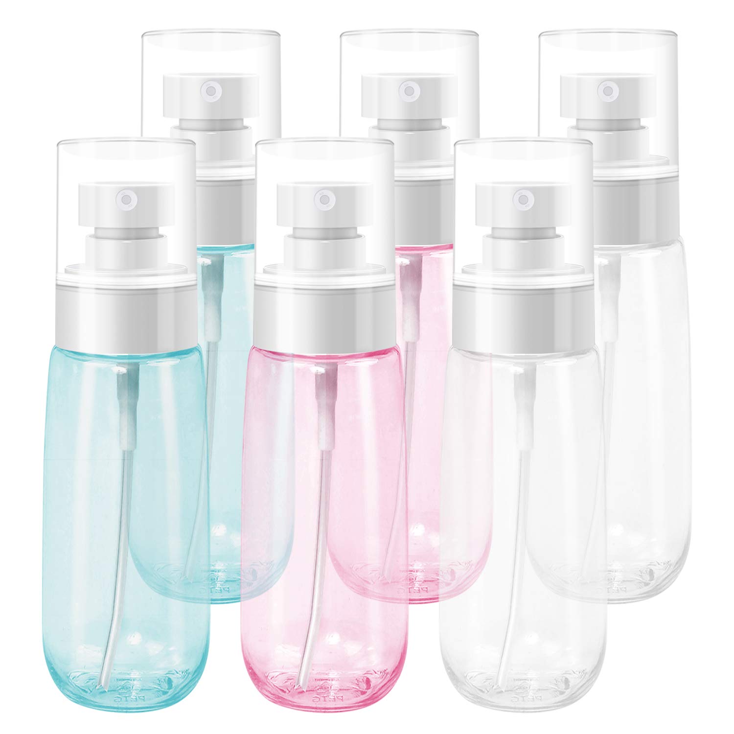 URATOT 6 Pieces 100ml Spray Bottles Plastic Empty Bottles Travel Bottles Atomisers Mist Spray Bottles for Skincare, Makeup, Hair, Cleaning, Alcohol, Gardening