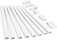 ZhiYo 126in Cord Hider Kit for Wall Mounted TV - Paintable Cable Concealer Raceway, Easy Install Wire Covers, Hides 2-4 Cords, White 8x15.7in