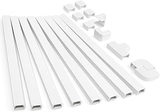 ZhiYo 126in Cord Hider Kit for Wall Mounted TV - Paintable Cable Concealer Raceway, Easy Install Wire Covers, Hides 2-4 Cords, White 8x15.7in