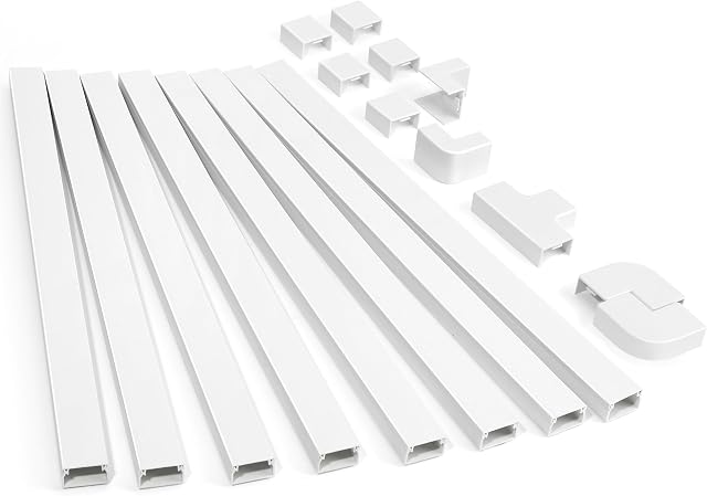 126in Kit d'hideur de cordon, ZhiYo Couvertures de cordon pour mur TV, Couverture en fil pour cordons, TV Kit mural de Hider de câble, Cordonnage mural, Gestion des fils muraux de couverture de câble 8xL15.7in W0.95in H0.55in