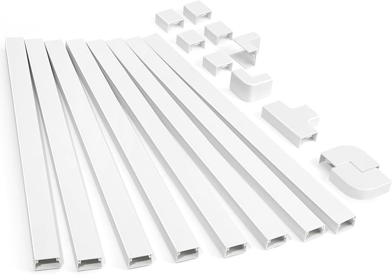 126in Cord Hider Kit, ZhiYo Cord Cover for Wall Mounted TV, Paintable Wire Cover for Cords, TV Cable Hider Wall Kit, Cable Cover Wire Management, White Cords Concealer, 8 x L15.7in W0.95in H0.55in