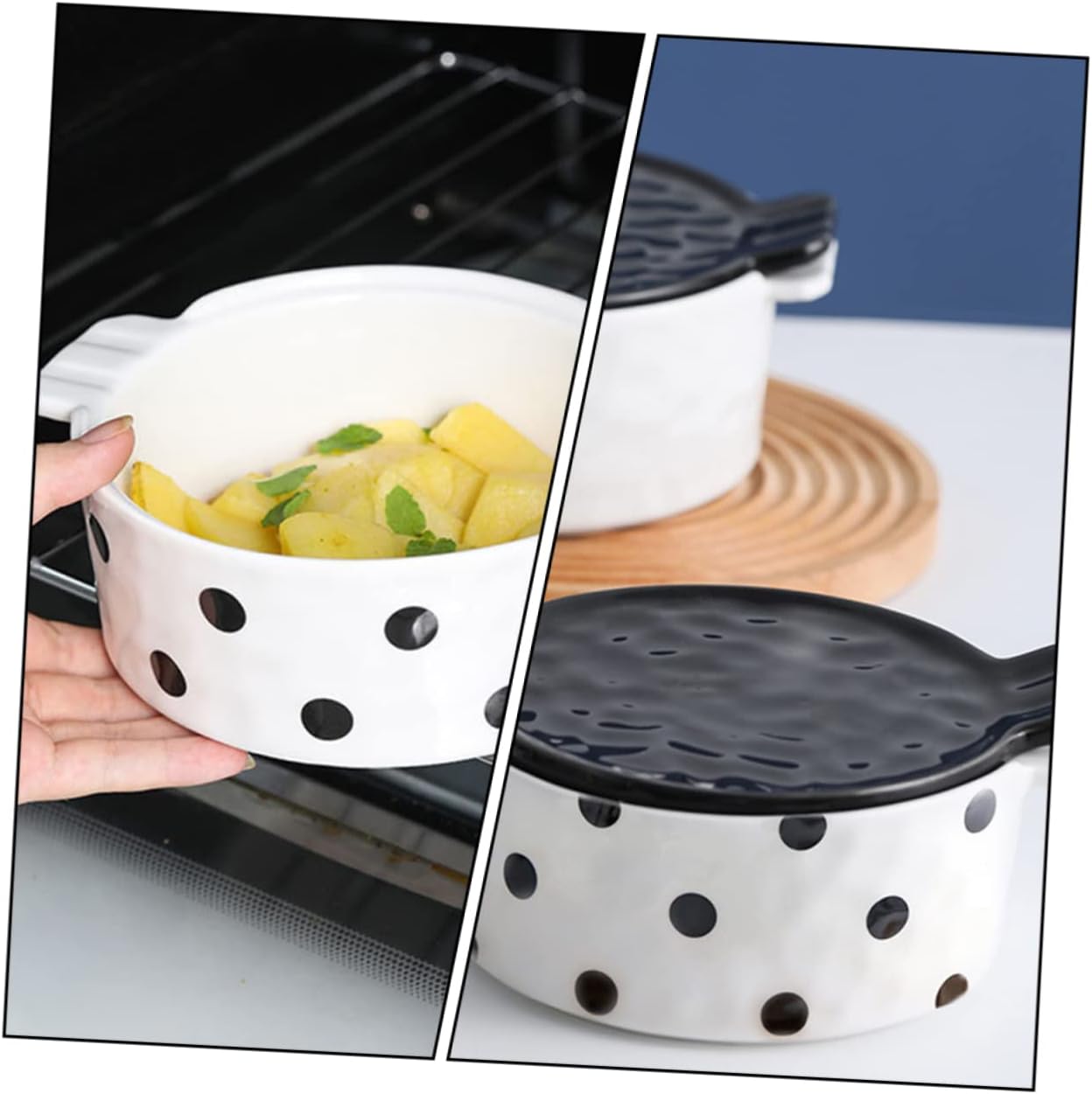 STOBAZA Heat Resistant Ceramic Baking Bowl Lid Cheese Serving Bowl for Soup Desserts and Salads Smooth Surface Easy to Clean Multipurpose Kitchen Essential