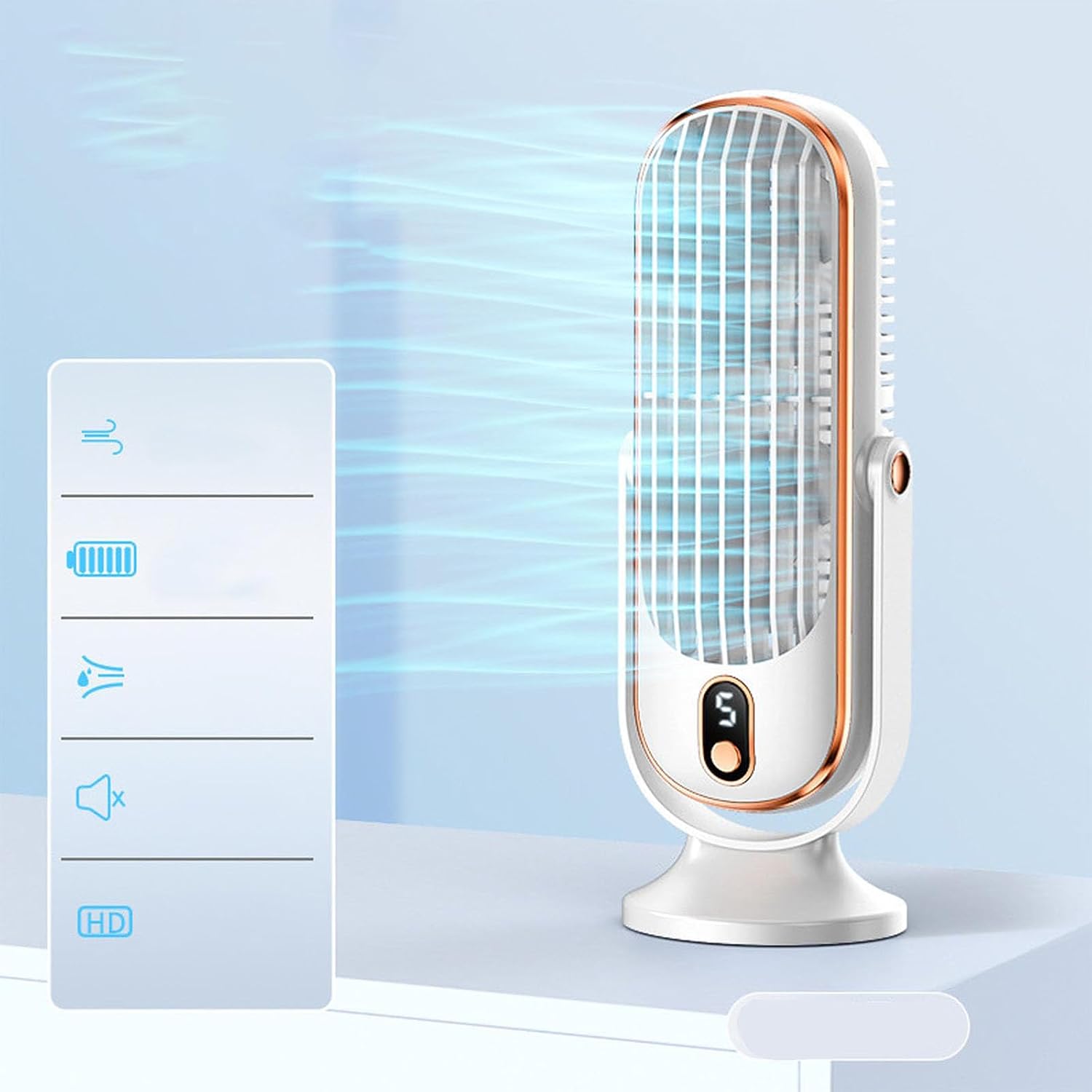 Compact Floor Fan With Rechargeable Battery 5-Speed Adjustable USB Cooling For Indoor Outdoor Use Bedroom