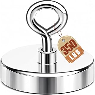 DIYMAG 2 Inch 350 Lbs Neodymium Fishing Magnet - Heavy Duty Pickup Tool for Salvage, Treasure Hunting & Lifting (50mm)